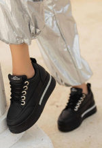 Lulu Siyah Cilt Bağcıklı Spor Ayakkabı (Numara: 37) - Görsel 3