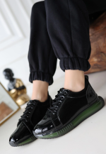 Piona Siyah Rugan Yeşil Tabanlı Spor Ayakkabı (Numara: 39) - Görsel 2