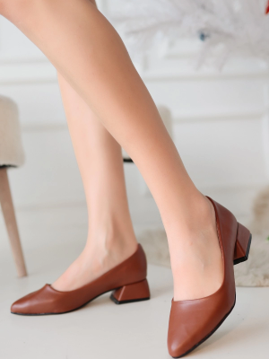 Desniy Taba Cilt Topuklu Ayakkabı (Numara: 36)