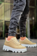 Kb-056 Kuback Bej Süet Beyaz Yüksek Taban Günlük Spor Ayakkabı (Numara: 41) - Görsel 4