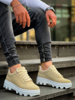 Kb-056 Kuback Bej Süet Beyaz Yüksek Taban Günlük Spor Ayakkabı (Numara: 40) - Görsel 3