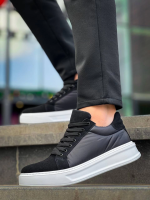 Kb-046 Kuback Siyah Paraşüt Beyaz Yüksek Taban Günlük Spor Ayakkabı (Numara: 44) - Görsel 4