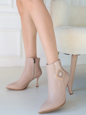 Moose Nude Cilt Topuklu Bot (Numara: 38)