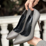 Hillar Platin Saten Stiletto Ayakkabı (Numara: 40) - Görsel 4