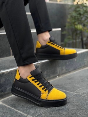 Kb-X46 Kuback Siyah Sarı Yüksek Siyah Taban Günlük Spor Ayakkabı (Numara: 40)