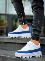 Kb-056 Kuback Beyaz Mavi Detaylı Beyaz Yüksek Taban Günlük Spor Ayakkabı (Numara: 40) - Görsel 2