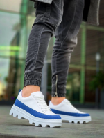 Kb-056 Kuback Beyaz Mavi Detaylı Beyaz Yüksek Taban Günlük Spor Ayakkabı (Numara: 40) - Görsel 3