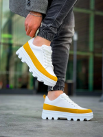 Kb-056 Kuback Beyaz Sarı Detaylı Beyaz Yüksek Taban Günlük Spor Ayakkabı (Numara: 43) - Görsel 2
