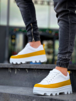 Kb-056 Kuback Beyaz Sarı Detaylı Beyaz Yüksek Taban Günlük Spor Ayakkabı (Numara: 43) - Görsel 3