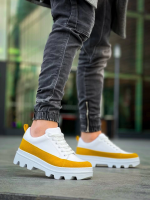 Kb-056 Kuback Beyaz Sarı Detaylı Beyaz Yüksek Taban Günlük Spor Ayakkabı (Numara: 42) - Görsel 4