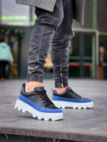 Kb-056 Kuback Siyah Mavi Detaylı Beyaz Yüksek Taban Günlük Spor Ayakkabı (Numara: 43) - Görsel 2