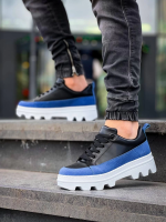 Kb-056 Kuback Siyah Mavi Detaylı Beyaz Yüksek Taban Günlük Spor Ayakkabı (Numara: 40) - Görsel 3