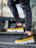 Kb-056 Kuback Siyah Sarı Detaylı Beyaz Yüksek Taban Günlük Spor Ayakkabı (Numara: 44) - Görsel 3