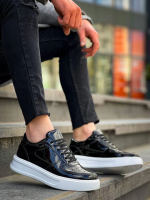 Kb-X8 Kuback Siyah Rugan Detaylı Beyaz Yüksek Taban Günlük Spor Ayakkabı (Numara: 42)