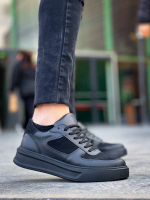 Kb-X8 Kuback Siyah Cilt Siyah Süet  Detaylı Siyah Yüksek Taban Günlük Spor Ayakkabı (Numara: 40) - Görsel 3