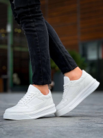 Kb-X8 Kuback Beyaz Cilt Beyaz Yüksek Taban Günlük Spor Ayakkabı (Numara: 42) - Görsel 3