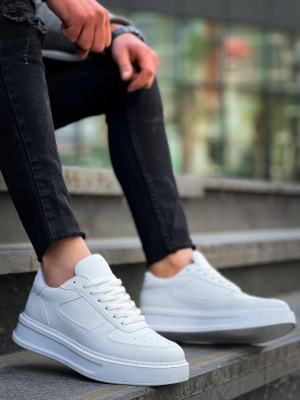 Kb-X8 Kuback Beyaz Cilt Beyaz Yüksek Taban Günlük Spor Ayakkabı (Numara: 41)