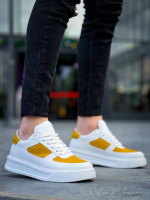 Kb-X8 Kuback Beyaz Cilt Sarı Süet Detaylı Beyaz Yüksek Taban Günlük Spor Ayakkabı (Numara: 41) - Görsel 3