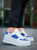 Kb-X8 Kuback Beyaz Cilt Mavi Süet Detaylı Beyaz Yüksek Taban Günlük Spor Ayakkabı (Numara: 43) - Görsel 2