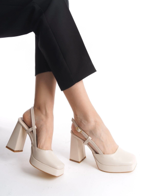 Mety Bej Cilt Topuklu Ayakkabı (Numara: 39)