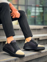 Kb-X46 Kuback Siyah Bej Yüksek Siyah Taban Günlük Spor Ayakkabı (Numara: 41)