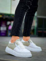 Kb-X155 Kuback Beyaz Cilt Gri Süet Detaylı Beyaz Yüksek Taban Günlük Spor Ayakkabı (Numara: 43) - Görsel 3