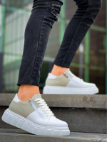 Kb-X155 Kuback Beyaz Cilt Gri Süet Detaylı Beyaz Yüksek Taban Günlük Spor Ayakkabı (Numara: 41) - Görsel 2