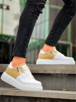 Kb-X155 Kuback Beyaz Cilt Bej Süet Detaylı Beyaz Yüksek Taban Günlük Spor Ayakkabı (Numara: 41) - Görsel 2