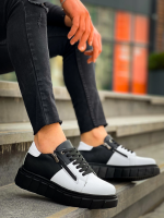 Kb-X155 Kuback Beyaz Cilt Siyah Cilt Detaylı Siyah Yüksek Taban Günlük Spor Ayakkabı (Numara: 43)