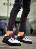 Kb-X155 Kuback Beyaz Cilt Siyah Cilt Detaylı Siyah Yüksek Taban Günlük Spor Ayakkabı (Numara: 43) - Görsel 3