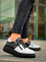 Kb-X155 Kuback Beyaz Cilt Siyah Cilt Detaylı Siyah Yüksek Taban Günlük Spor Ayakkabı (Numara: 43) - Görsel 4