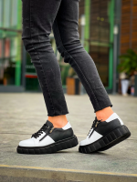 Kb-X155 Kuback Beyaz Cilt Siyah Cilt Detaylı Siyah Yüksek Taban Günlük Spor Ayakkabı (Numara: 43) - Görsel 5