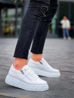 Kb-X155 Kuback Beyaz Cilt Detaylı Beyaz Yüksek Taban Günlük Spor Ayakkabı (Numara: 43) - Görsel 3