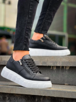 Kb-X155 Kuback Siyah Cilt Detaylı Beyaz Yüksek Taban Günlük Spor Ayakkabı (Numara: 43) - Görsel 2