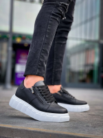 Kb-X155 Kuback Siyah Cilt Detaylı Beyaz Yüksek Taban Günlük Spor Ayakkabı (Numara: 43) - Görsel 3