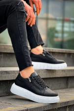 Kb-X155 Kuback Siyah Cilt Detaylı Beyaz Yüksek Taban Günlük Spor Ayakkabı (Numara: 42) - Görsel 4