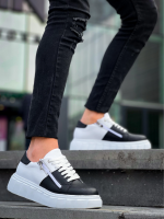 Kb-X155 Kuback Siyah Cilt Beyaz Cilt Detaylı Beyaz Yüksek Taban Günlük Spor Ayakkabı (Numara: 42) - Görsel 2