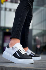 Kb-X155 Kuback Siyah Cilt Beyaz Cilt Detaylı Beyaz Yüksek Taban Günlük Spor Ayakkabı (Numara: 42) - Görsel 4