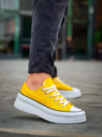 Kb-Cx-3 Kuback Kısa Sarı Keten Beyaz Yüksek Taban Spor Ayakkabı (Numara: 40) - Görsel 3