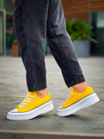 Kb-Cx-3 Kuback Kısa Sarı Keten Beyaz Yüksek Taban Spor Ayakkabı (Numara: 40) - Görsel 4