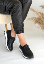 Tone Siyah Cilt Bağcıklı Spor Ayakkabı (Numara: 38) - Görsel 2