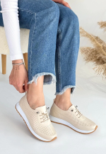 Tone Bej Cilt Bağcıklı Spor Ayakkabı (Numara: 37) - Görsel 3