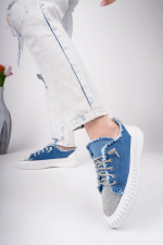 Enber Mavi Kot Bağcıklı Spor Ayakkabı (Numara: 38)