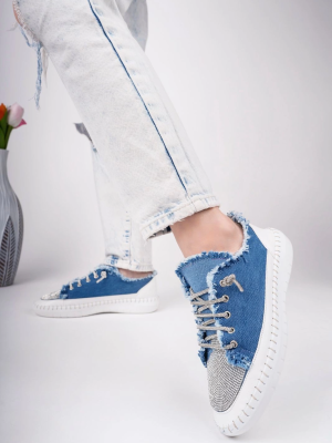 Enber Mavi Kot Bağcıklı Spor Ayakkabı (Numara: 39)