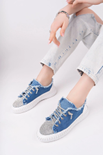 Enber Mavi Kot Bağcıklı Spor Ayakkabı (Numara: 39) - Görsel 3