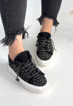 Guji Siyah Kot Bağcıklı Spor Ayakkabı (Numara: 37)