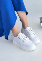 Carin Beyaz Keten Bağcıklı Spor Ayakkabı (Numara: 36)