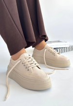 Carin Bej Keten Bağcıklı Spor Ayakkabı (Numara: 40)