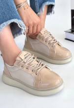 Piona Bej Rugan Bağcıklı Spor Ayakkabı (Numara: 36)