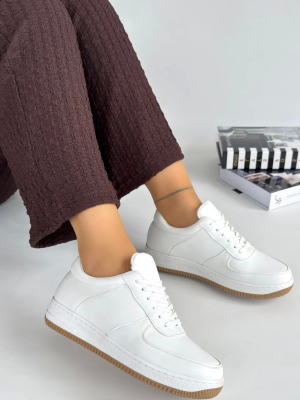 Ceyyan Beyaz Cilt Bağcıklı Spor Ayakkabı (Numara: 36)